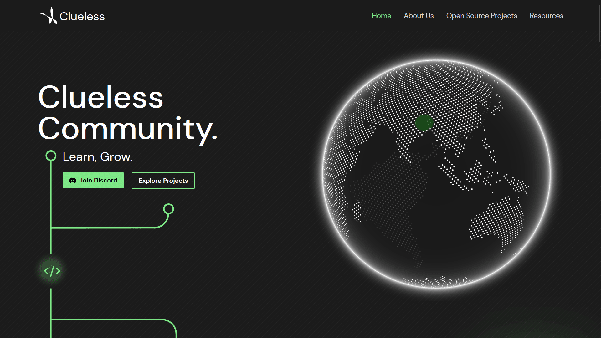 Clueless Official Website — screenshot of the Typescript, NextJS, MUI, Firebase, GCP project